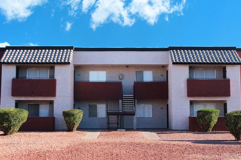 This image displays entrance photo of Las Palomas Apartments