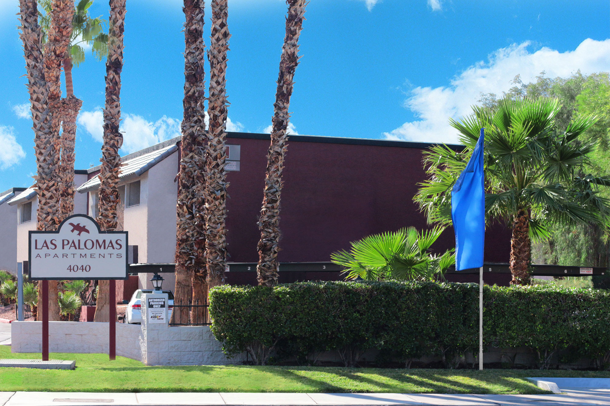 This image shows the entrance of one of Las Palomas Apartments units